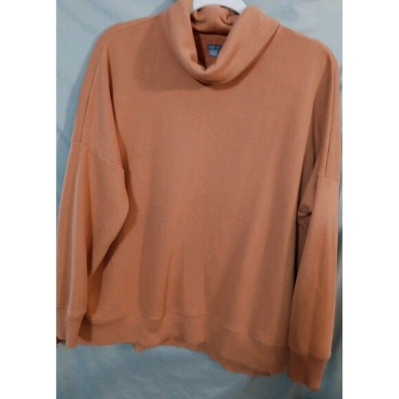 Aerie XS TP Rust Brown Cowl Neck Oversized Raw Hem Sweatshirt Womens Tunic EUC - Picture 2 of 7